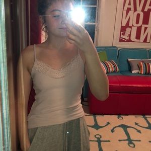 Pale Pink Tank with Lace Detailing